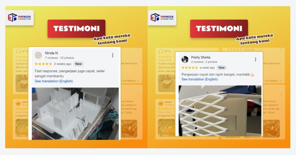 Testimoni jasa cetak maket cepat